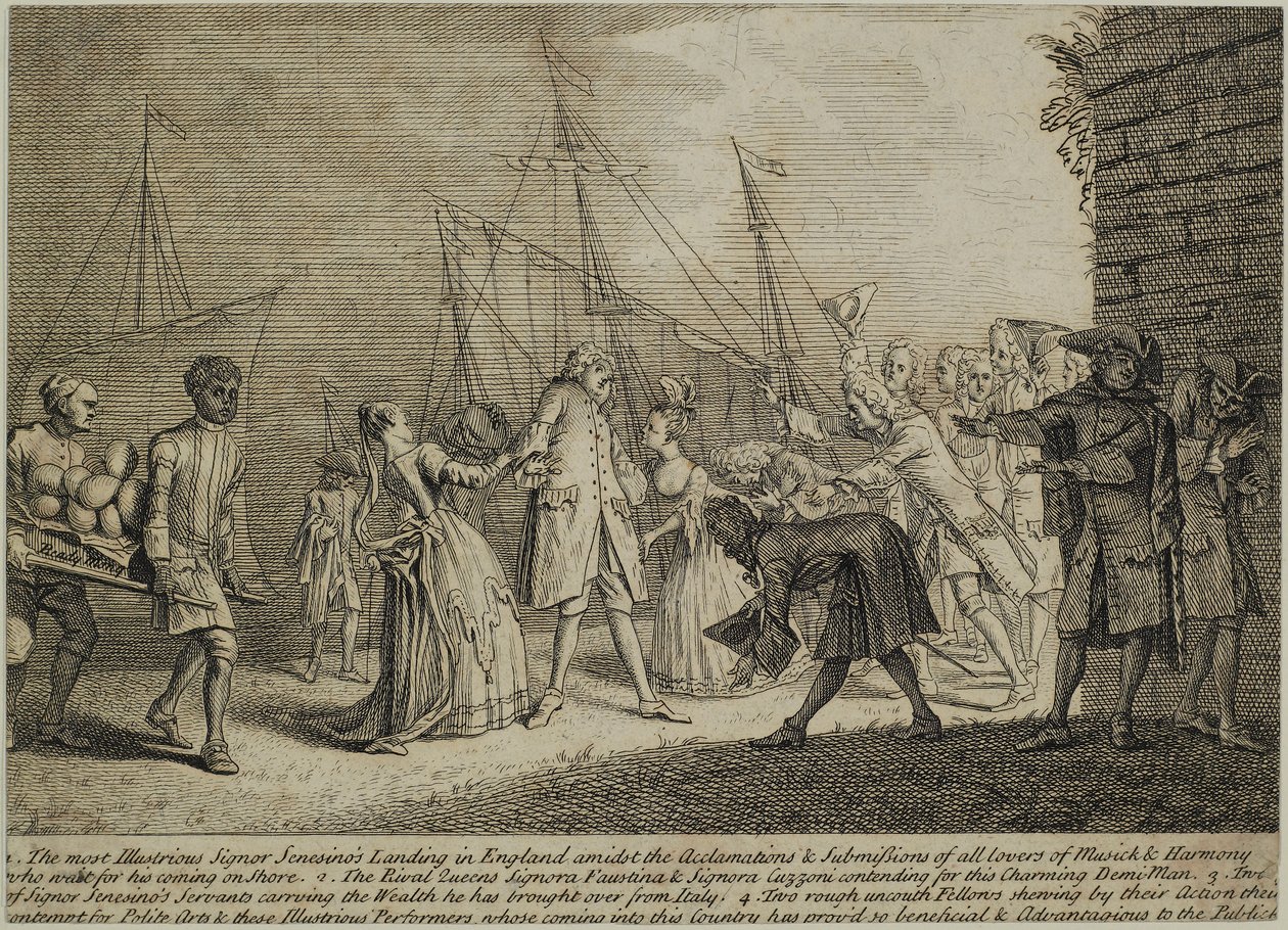 De Zeer Illustere Signor Senesinos Landing in Engeland, ca. 1726 door English School