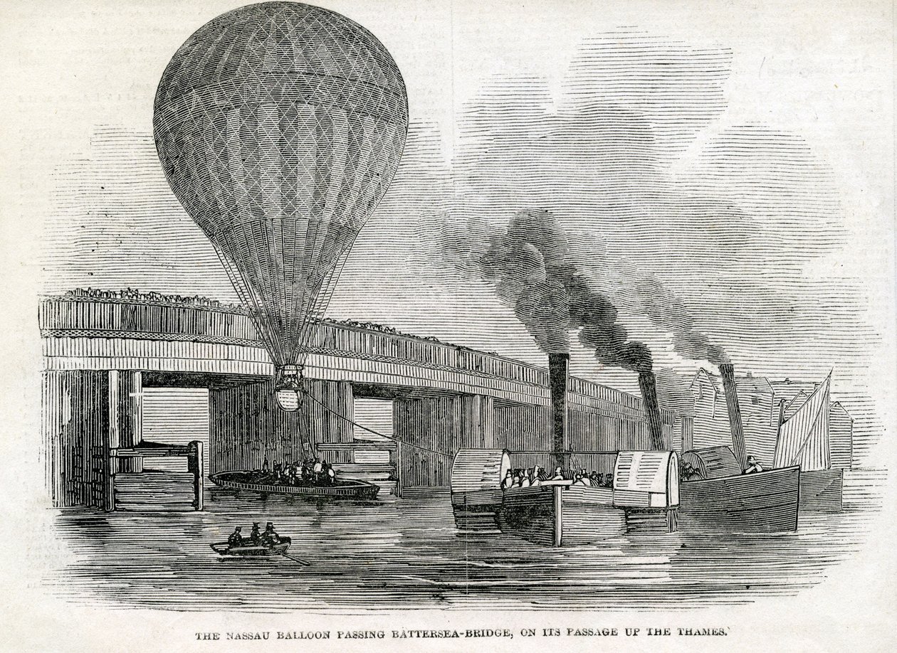 De Nassau-ballon passeert Battersea Bridge door English School