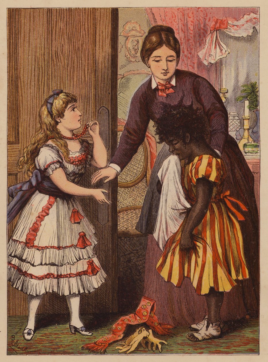 De halsketting (kleurenlitho) door English School