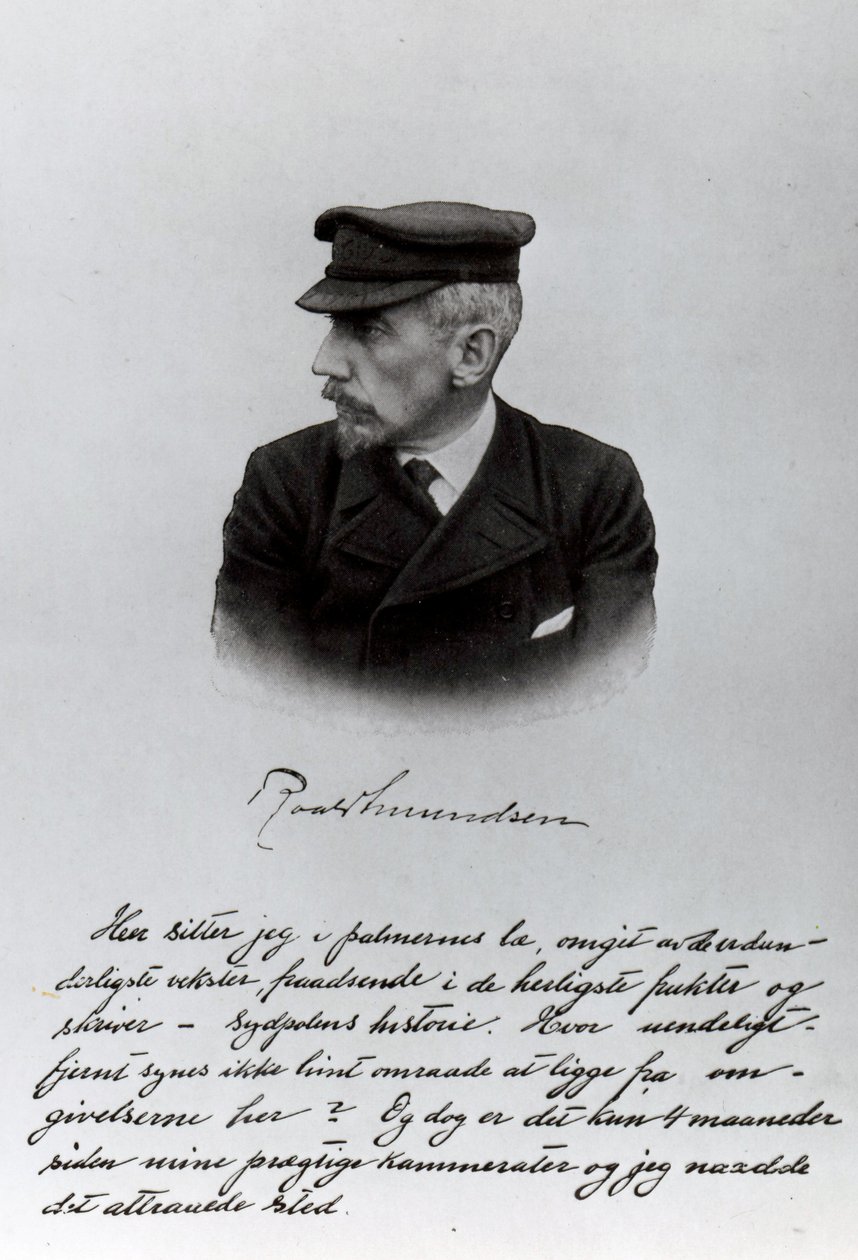 De openingspagina van Roald Amundsens manuscript door English School