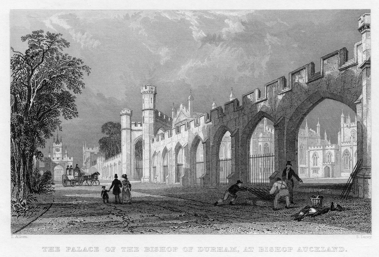 Het Paleis van de Bisschop van Durham, in Bishop Auckland, 1833 door English School