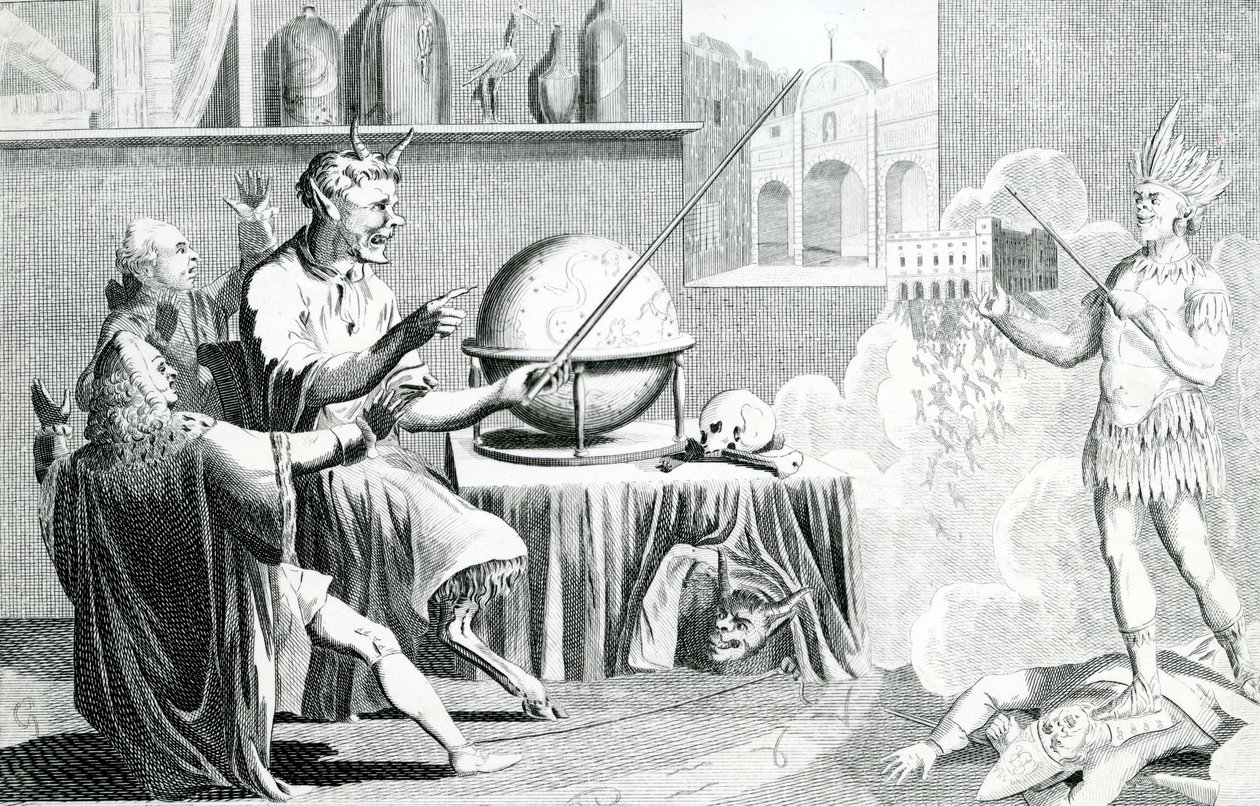 Het Parlement ontbonden, of de Duivel werd waarzegger (gravure door G. Terry) door English School
