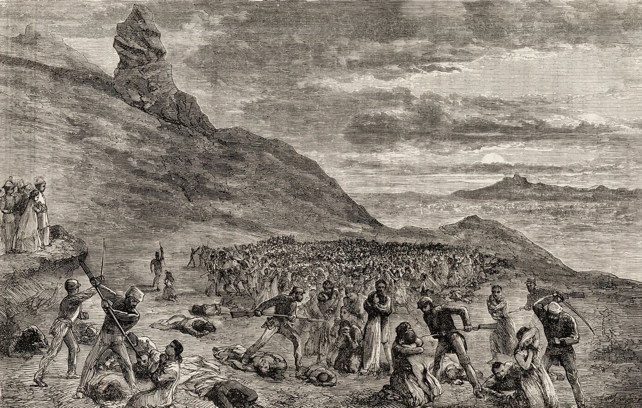 De Vervolging en Massamoord op de Christenen op het Eiland Madagaskar in 1849, ca. 1865 door English School