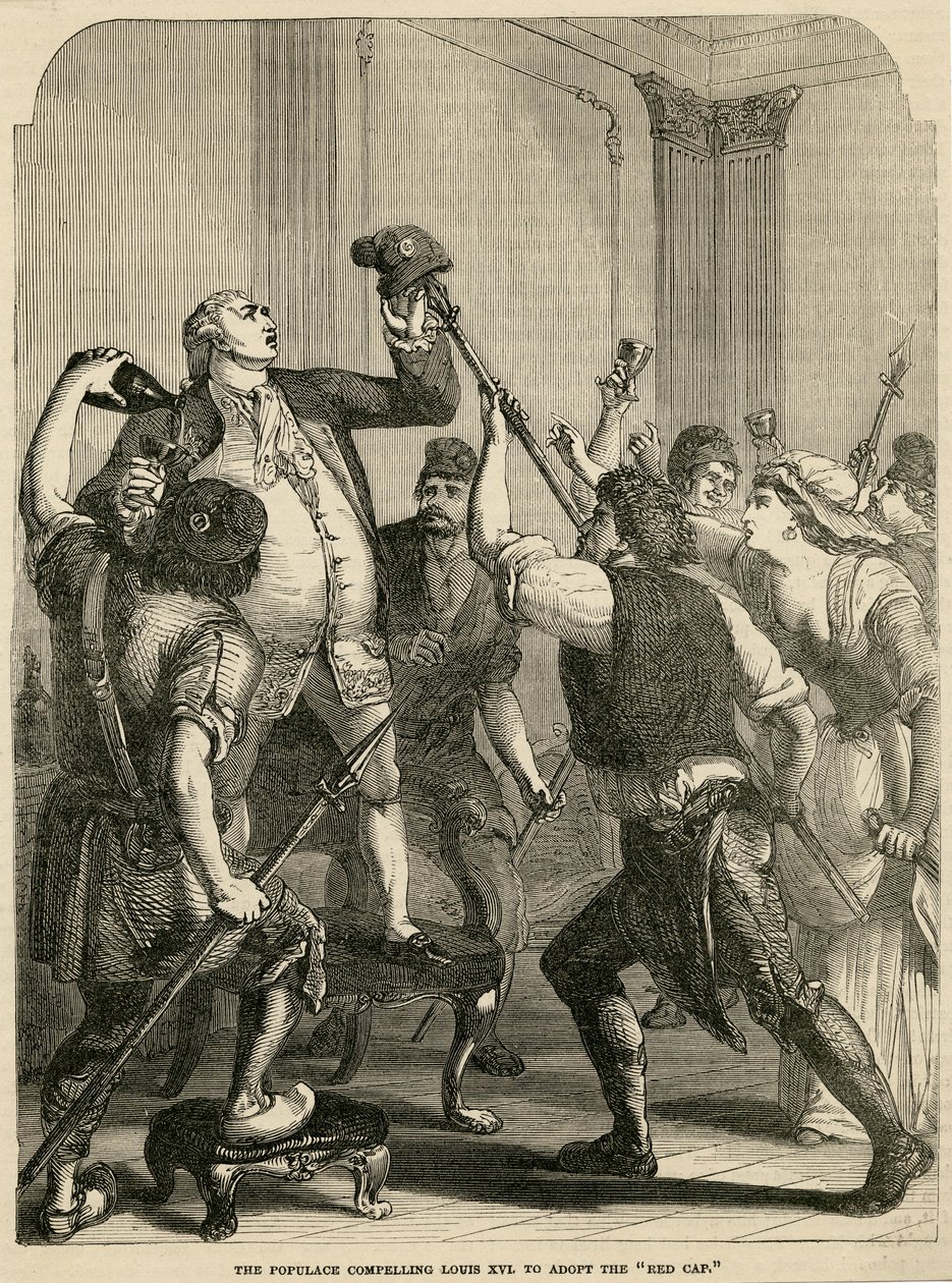Het Volk dwingt Lodewijk XVI om de Rode Muts aan te nemen door English School