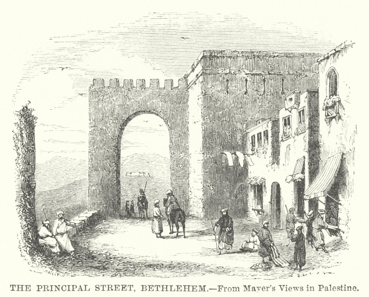 De hoofdstraat, Bethlehem (gravure) door English School