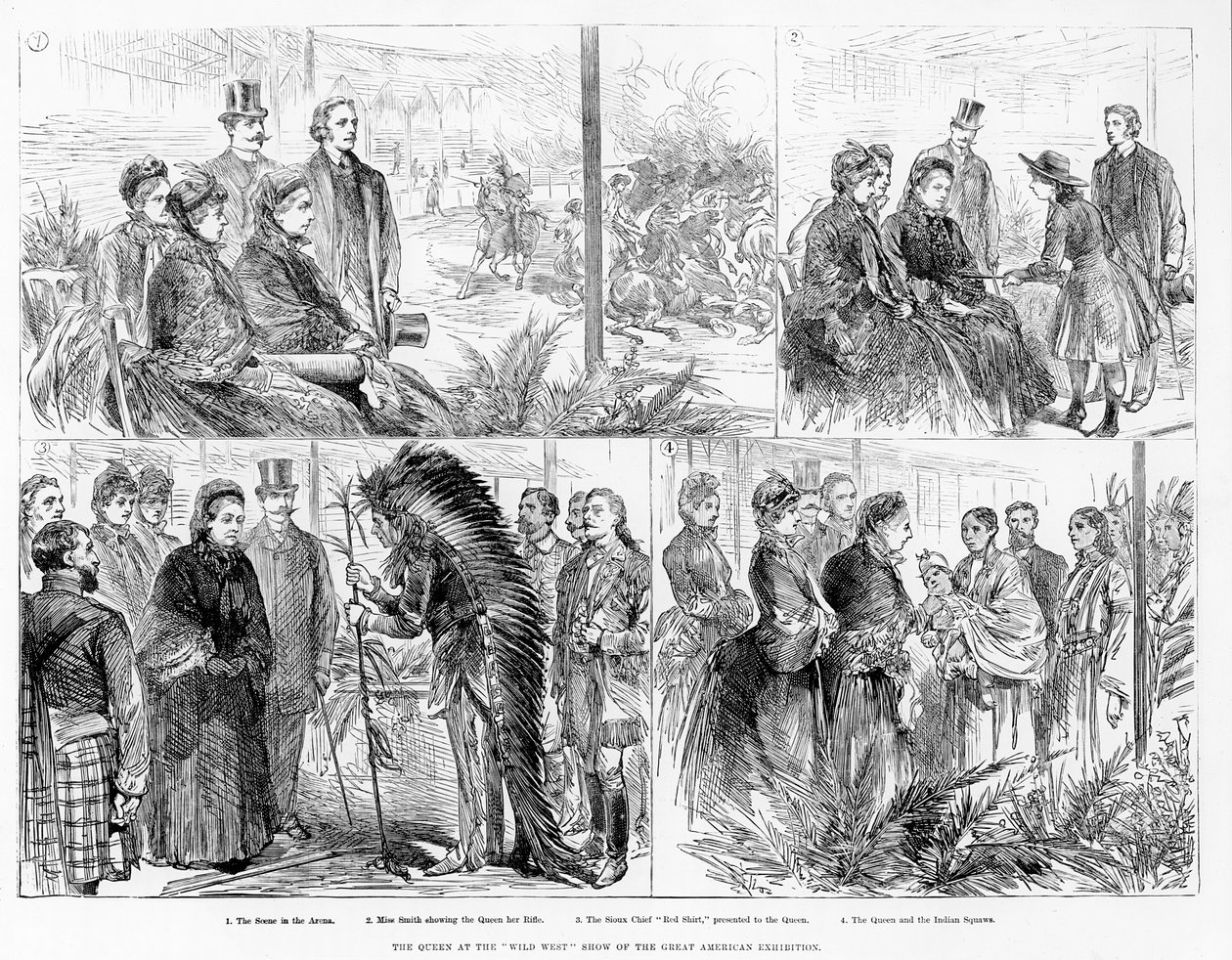 De Koningin bij de Wild West Show van de Grote Amerikaanse Tentoonstelling, 1887 door English School