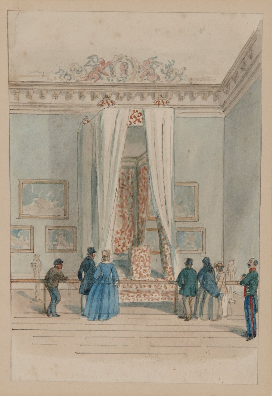 De Slaapkamer van de Koningin met het Staatsbed van Koningin Anne door English School