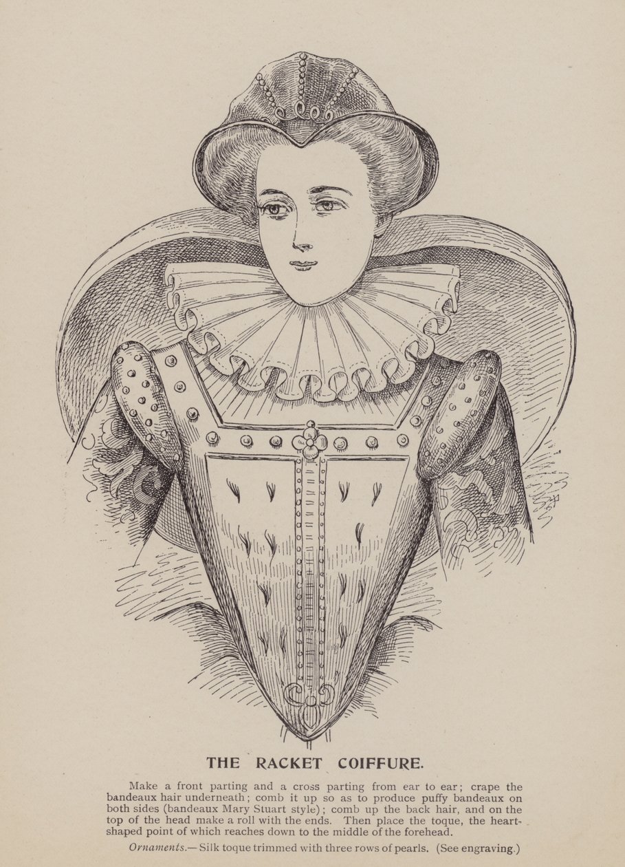 De Racket Coiffure (gravure) door English School