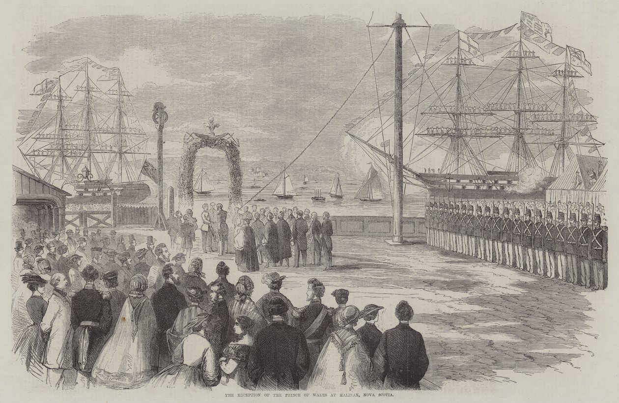 De ontvangst van de prins van Wales in Halifax, Nova Scotia (gravure) door English School