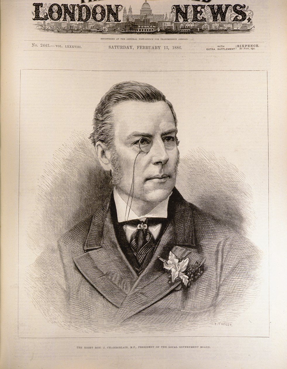 De zeer eerbiedwaardige Joseph Chamberlain (1836-1914), M.P., voorzitter van de lokale overheid, uit 