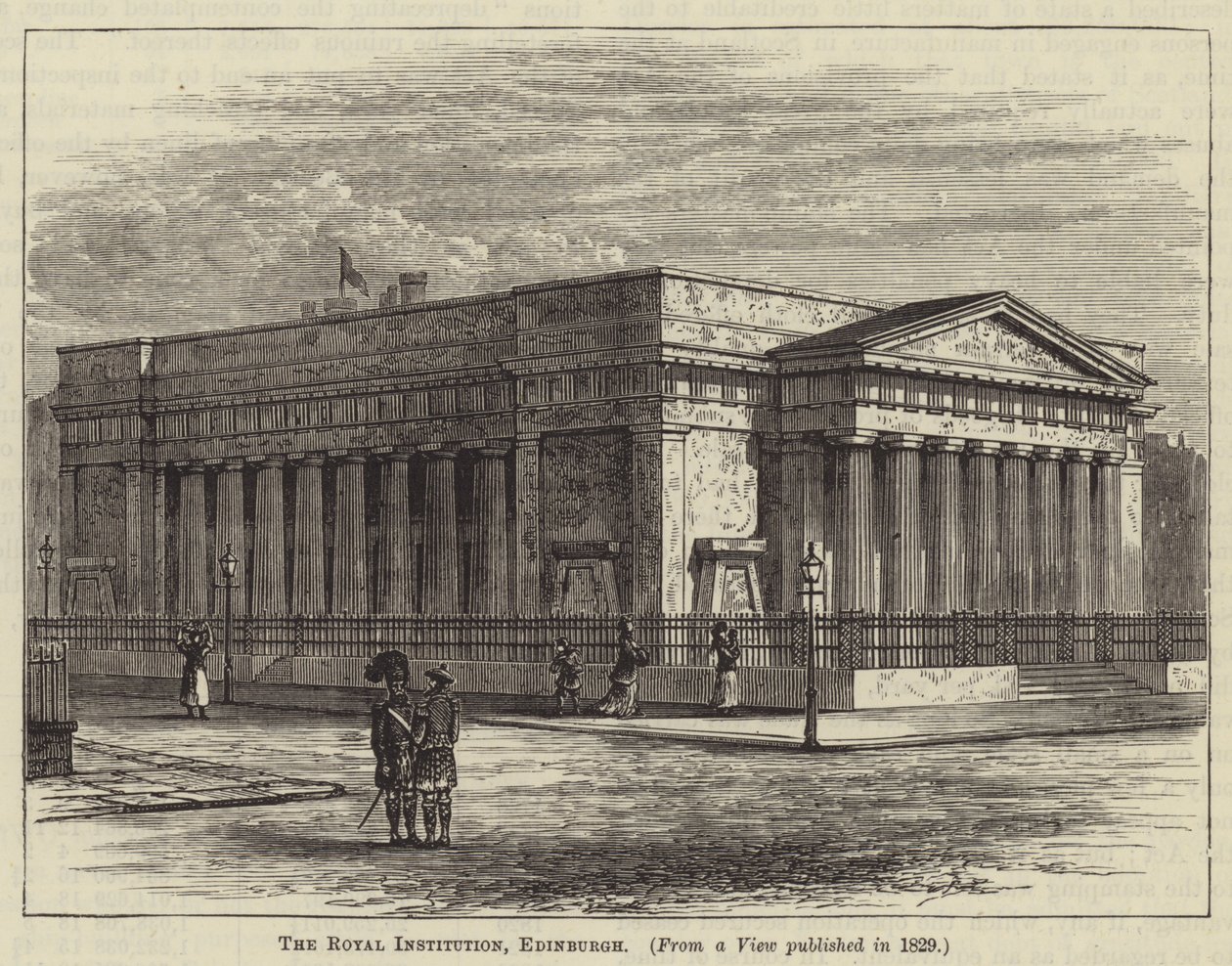 Het Koninklijk Instituut, Edinburgh (gravure) door English School