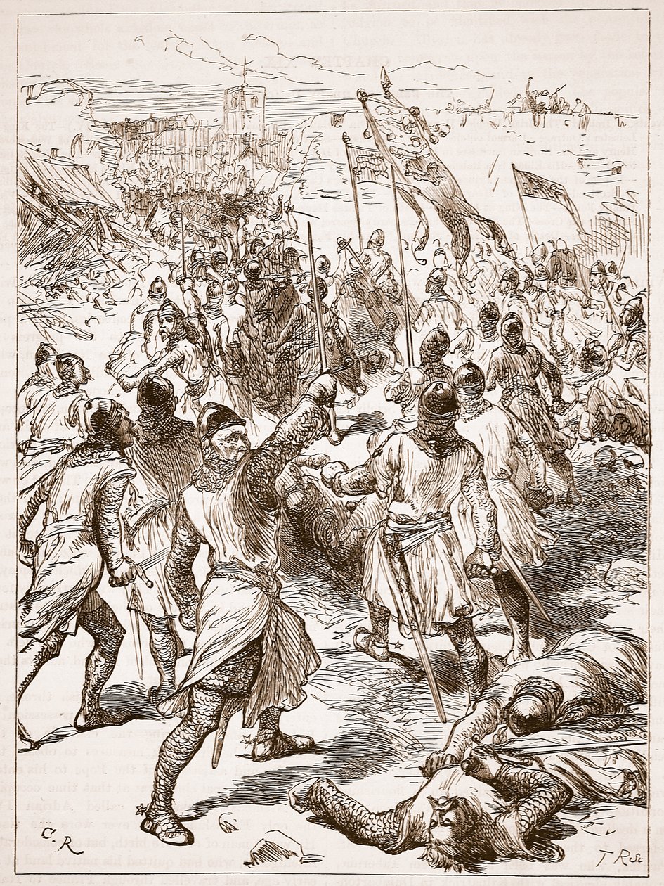 Het beleg van Waterford, illustratie uit Cassells Illustrated History of England door English School