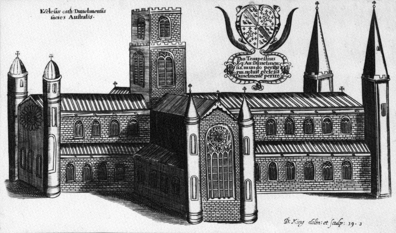 De Zuidelijke Buitenkant van de Kathedraal van Durham, 1660 door English School