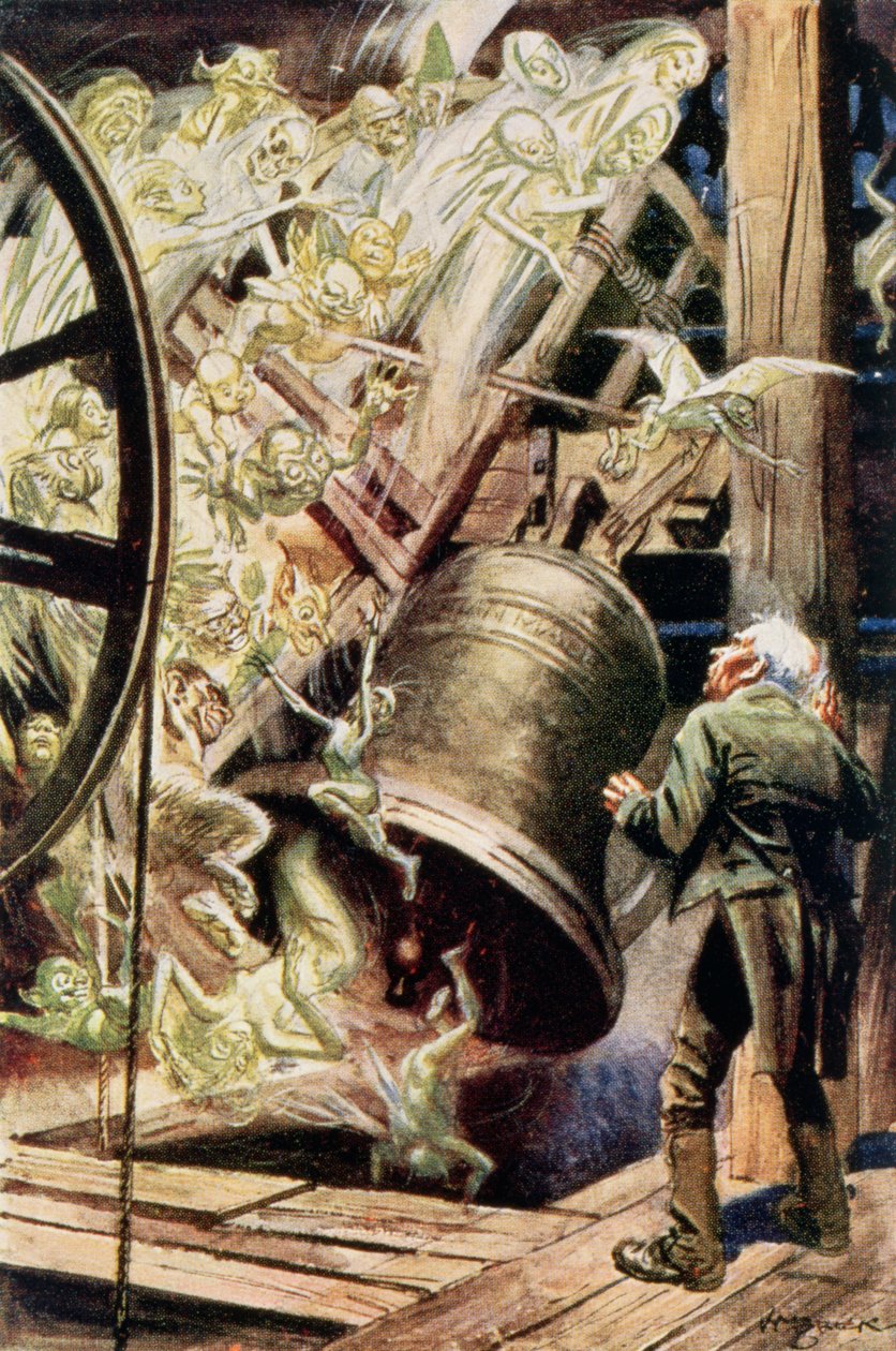 De Geesten van de Klokken, illustratie bij The Chimes door Charles Dickens (1812-70) 1845 door English School