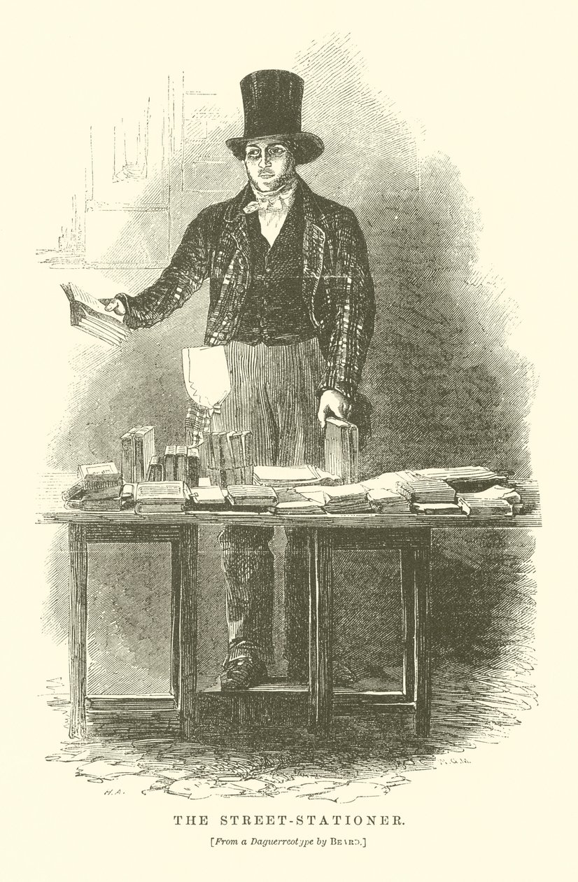 De Straat-Stationer (gravure) door English School