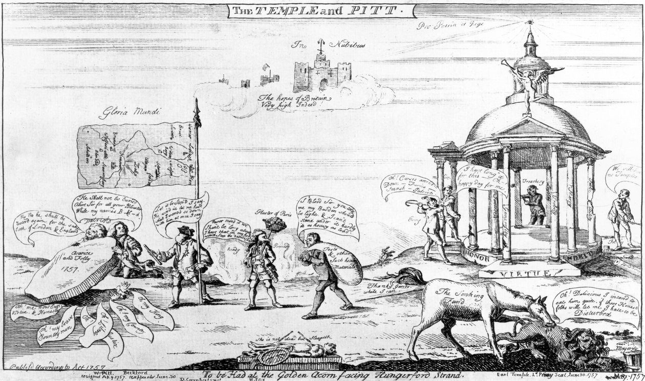 De tempel en Pitt, 1757 door English School