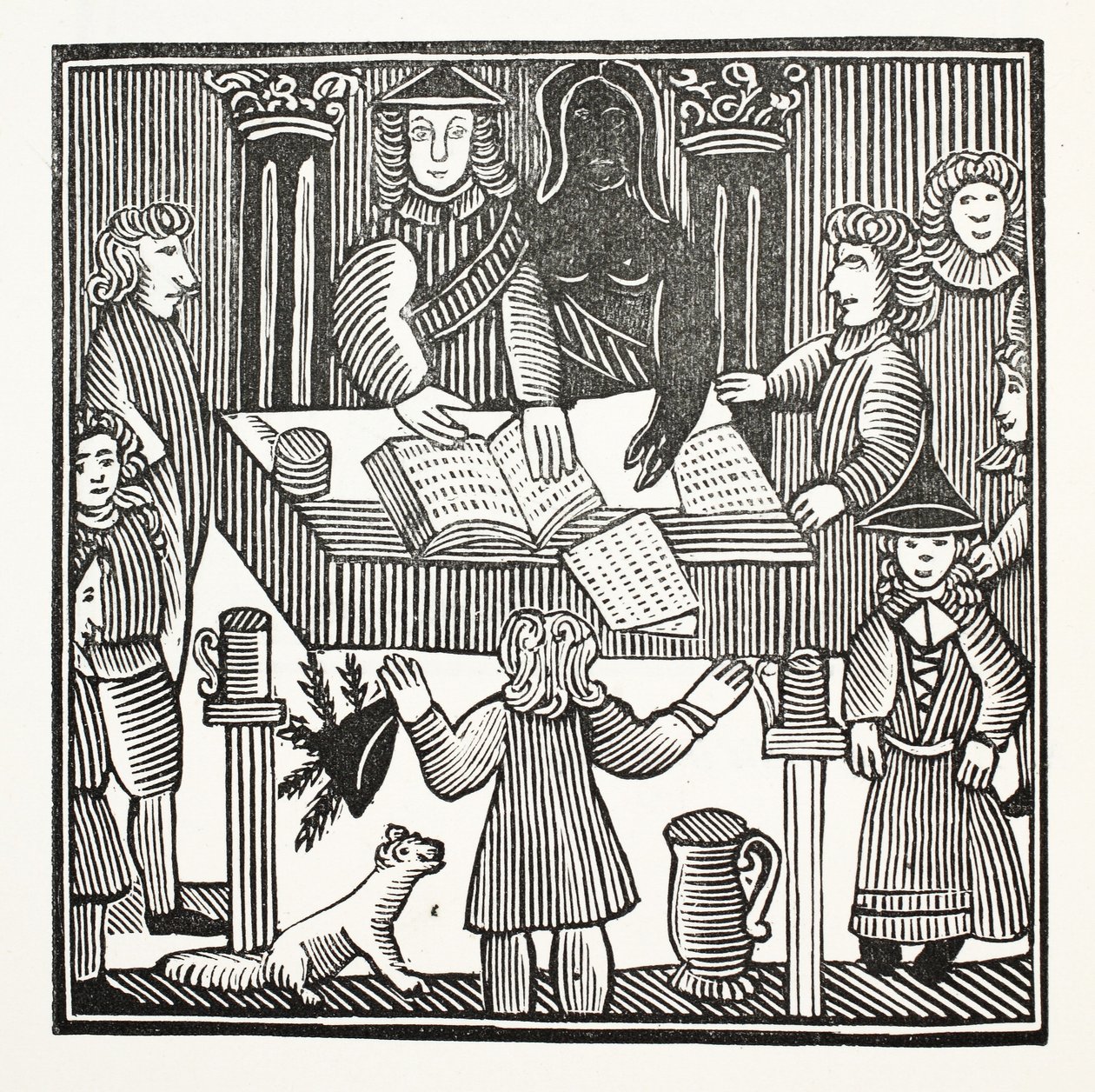 Het Gehele Proces en de Aanklacht tegen Sir John Barleycorn, Ridder, illustratie uit Chap-books van de Achttiende Eeuw door John Ashton, uitgegeven 1882 door English School