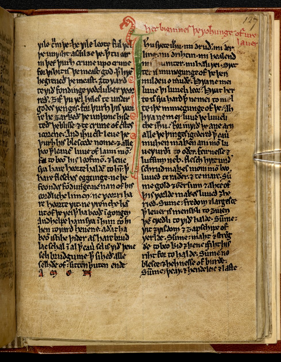 De wohunge van ure Lauerd, Cotton MS Titus D XVIII, f.127r door English School