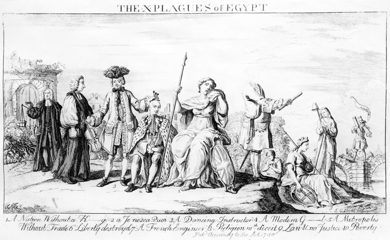 De X plagen van Egypte, c.1749 door English School