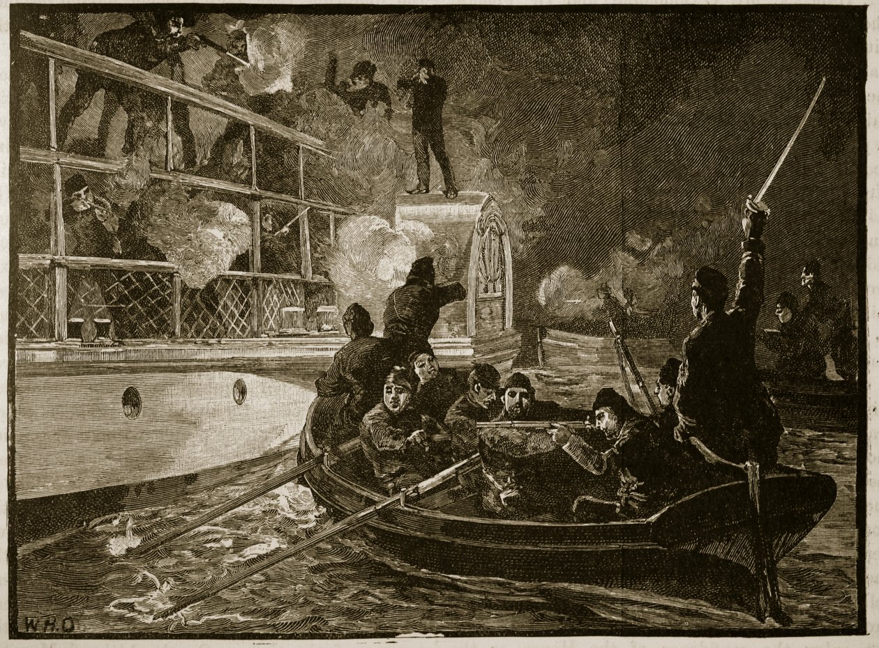 De verovering van de Caroline, 1837, illustratie uit Cassells Geïllustreerde Geschiedenis van Engeland door English School