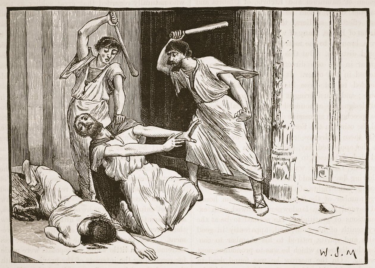 De dood van Tiberius Gracchus (litho) door English School