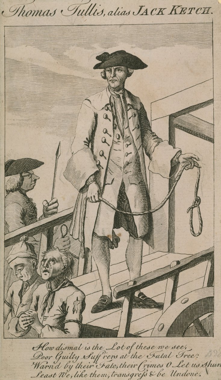 De executie van Thomas Tullis, alias Jack Ketch (gravure) door English School