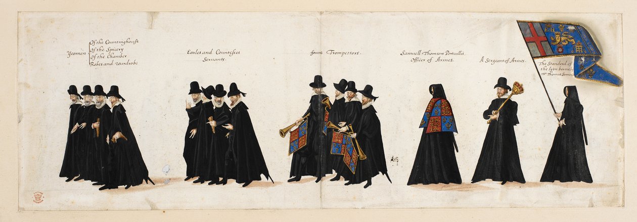 De begrafenisstoet van koningin Elizabeth I naar Westminster Abbey, 28 april 1603 door English School