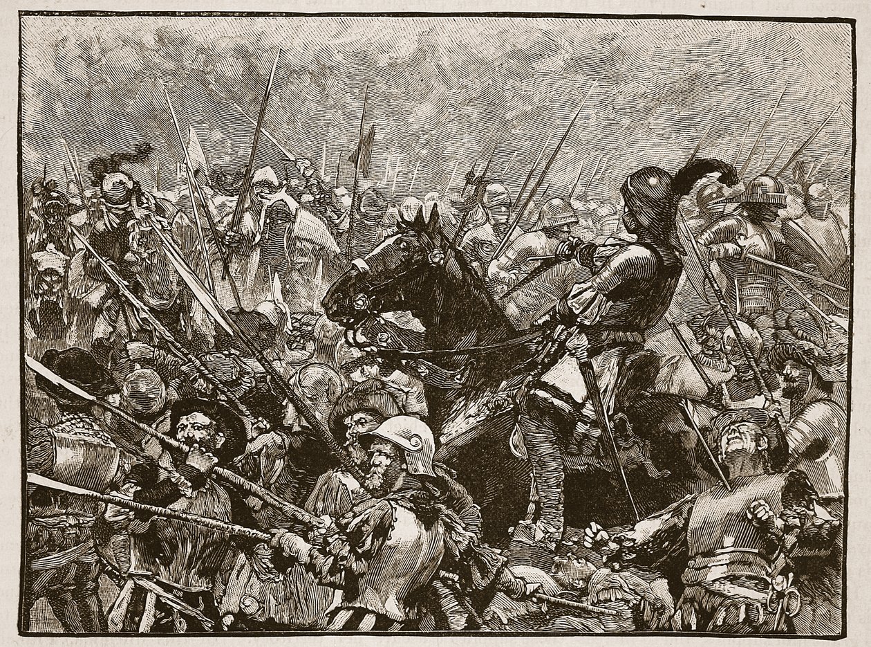 De laatste stand van Schwarz en zijn Duitsers, illustratie uit Cassells Geïllustreerde Geschiedenis van Engeland door English School