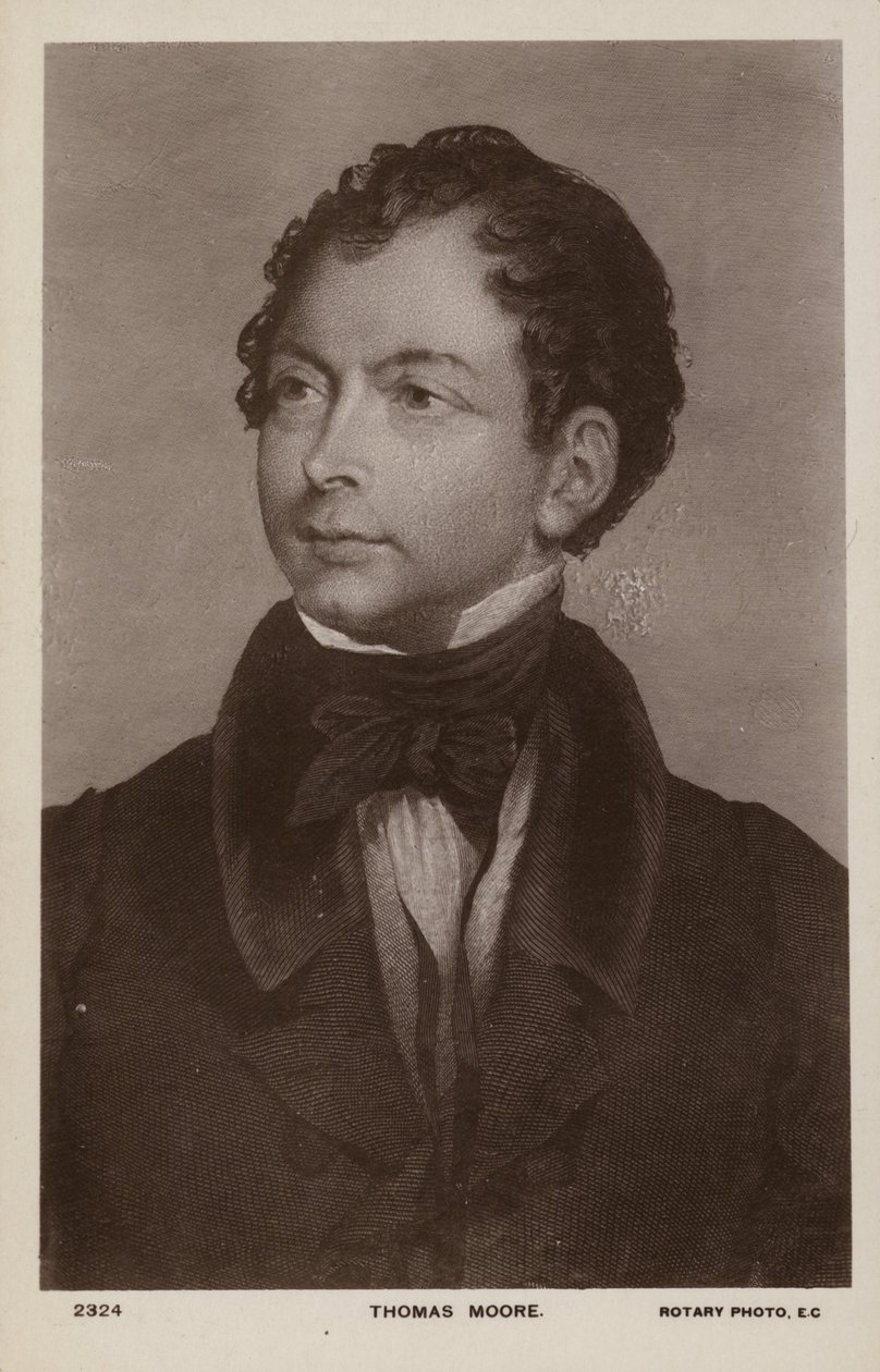 Thomas Moore (1779-1852), Ierse dichter, zanger en entertainer (litho) door English School
