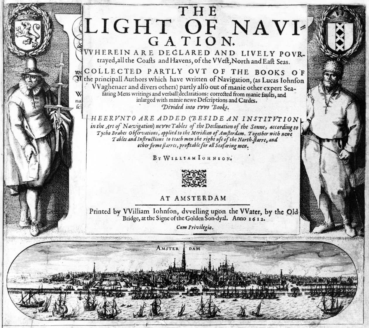 Titelpagina voor The Light of Navigation door William Iohnson, gepubliceerd 1612 door English School