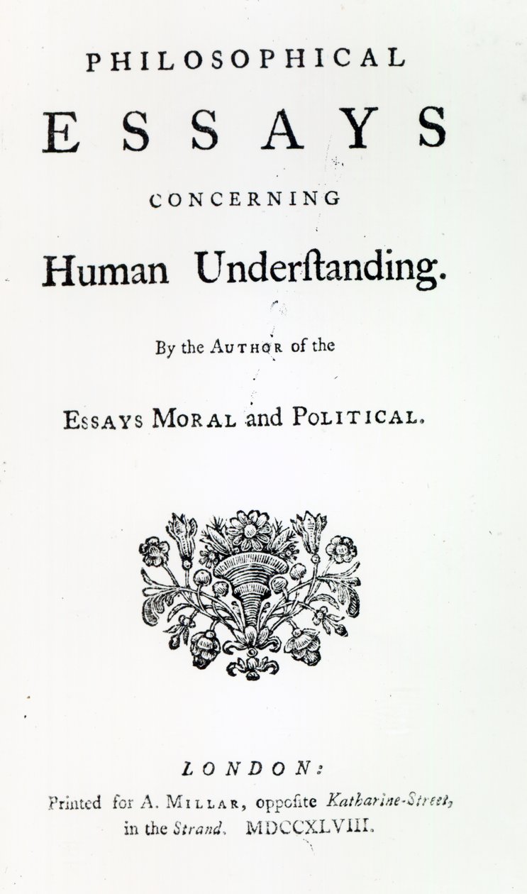 Titelpagina van Philosophical Essays Concerning Human Understanding door David Hume, 1748 door English School