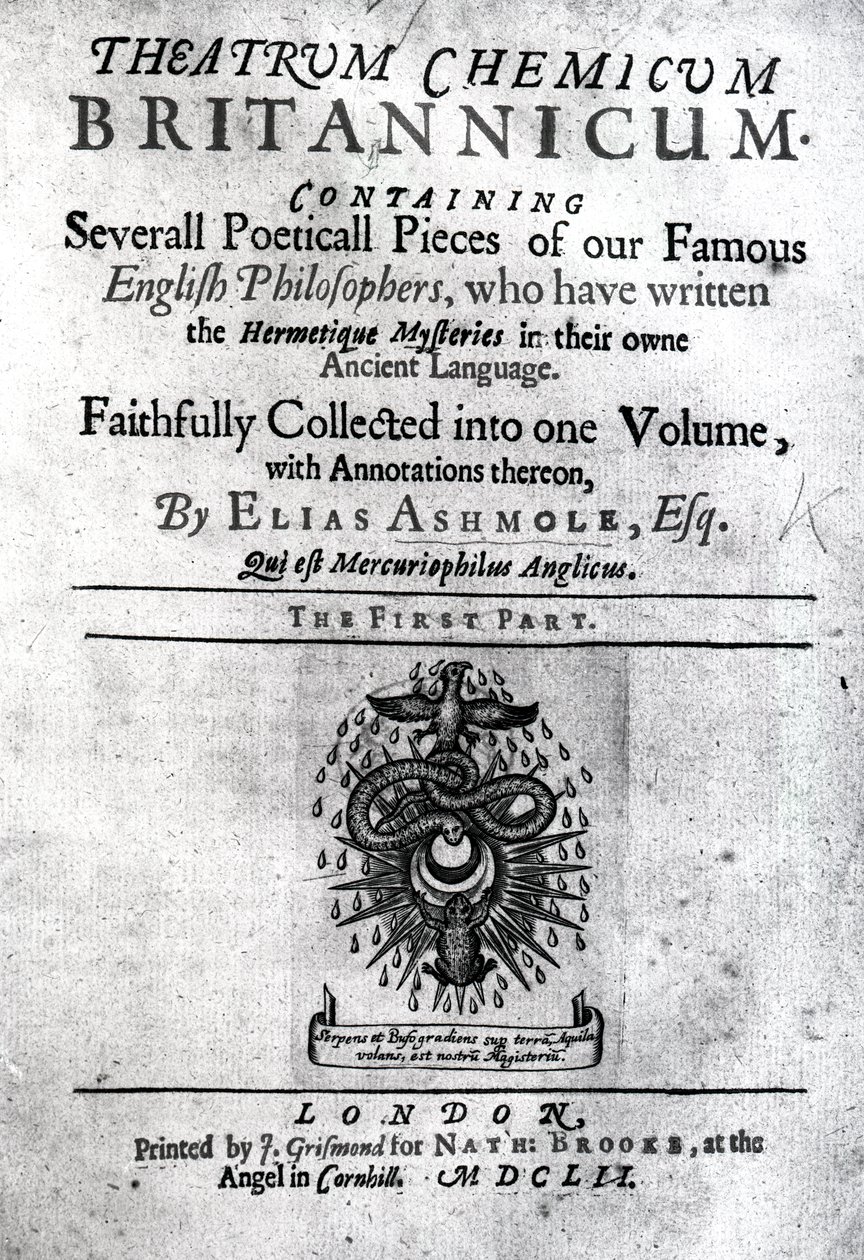 Titelpagina van Theatrum Chemicum Britannicum door Elias Ashmole, 1652 door English School