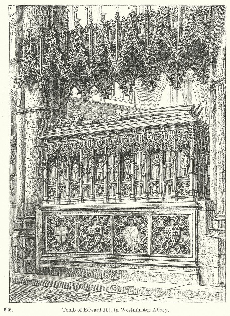 Graf van Edward III in Westminster Abbey (gravure) door English School