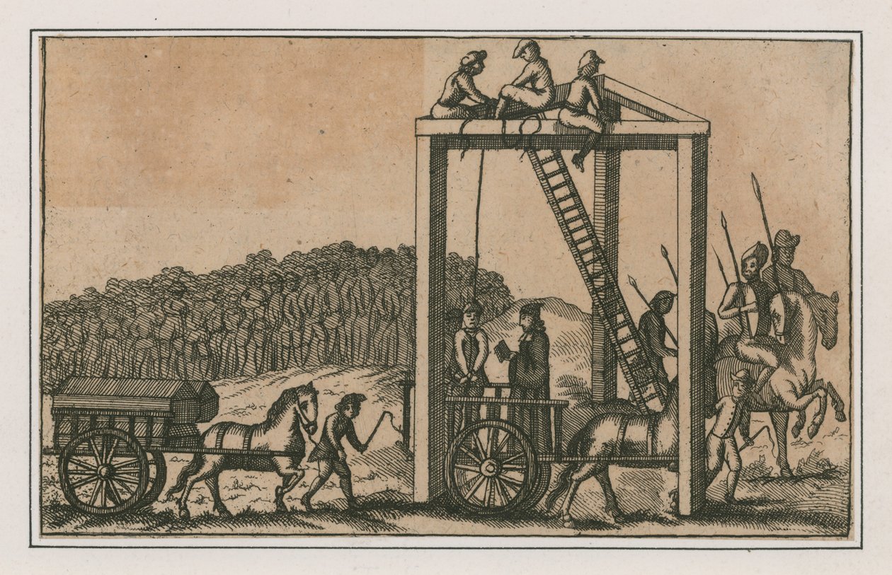 Tyburn Boom, omstreeks 1680 (gravure) door English School
