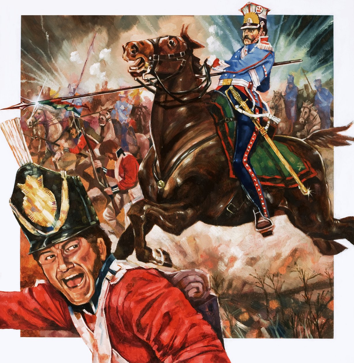 Ongeïdentificeerde cavalerist valt aan met lans door English School