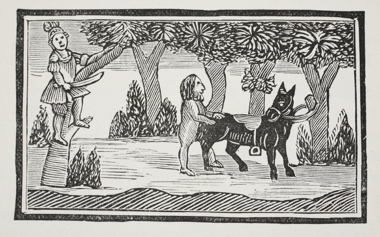 Valentijn en Orson, illustratie uit Chap-books van de Achttiende Eeuw door John Ashton, uitgegeven 1882 door English School