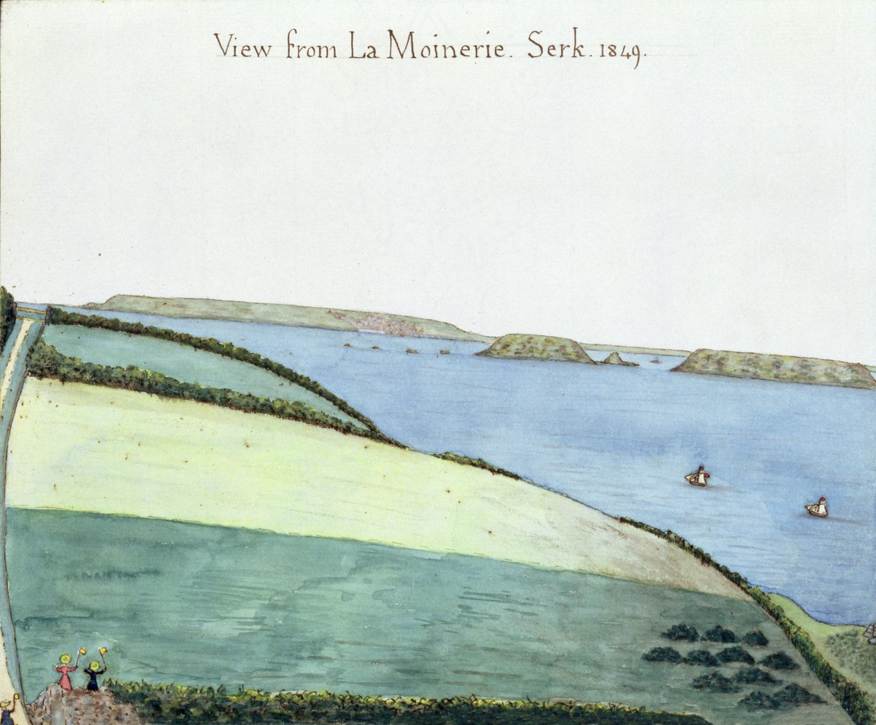 Uitzicht vanaf la Moinerie, Serk, 1849 door English School
