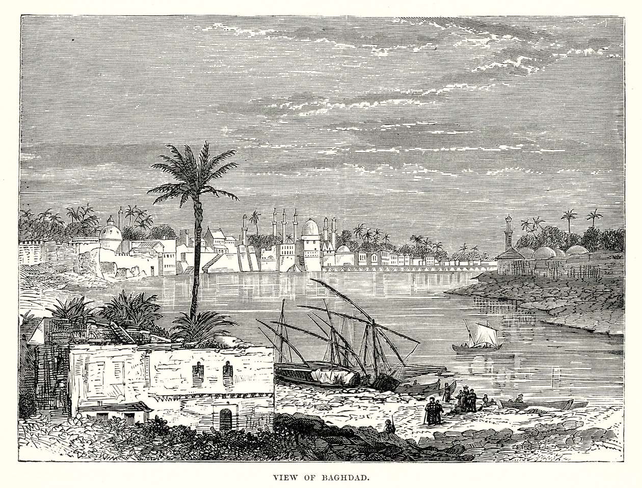 Gezicht op Bagdad (gravure) door English School