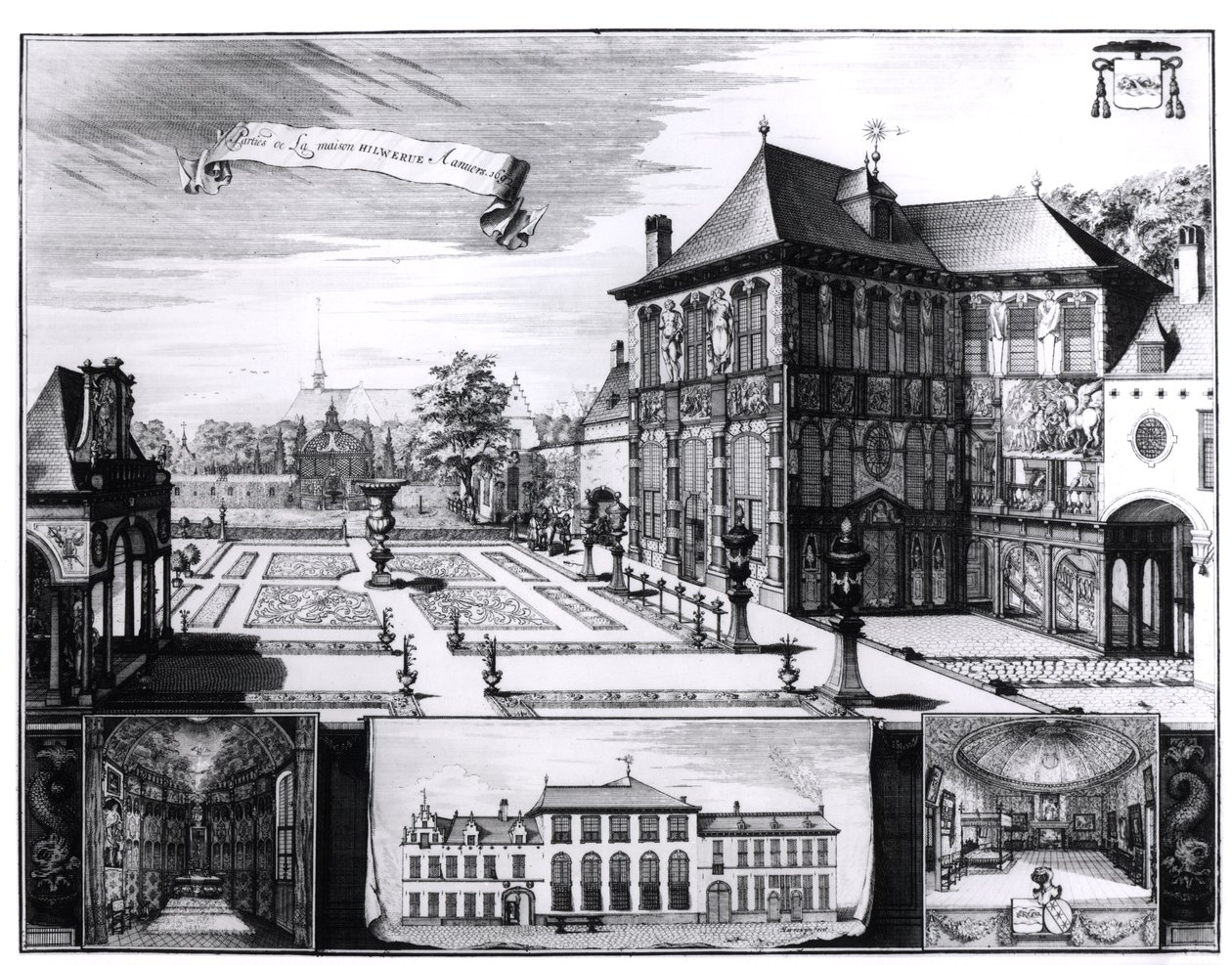 Uitzicht op het Hilwerue Huis van Peter Paul Rubens, 1692 door English School