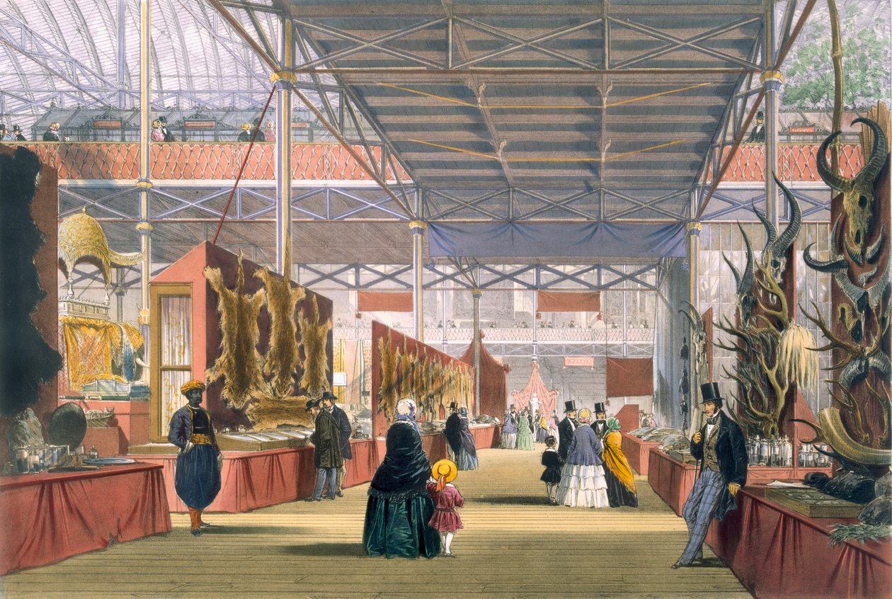 Uitzicht op de Indiase sectie van de Grote Tentoonstelling van 1851, uit Dickinsons Comprehensive Pictures door English School