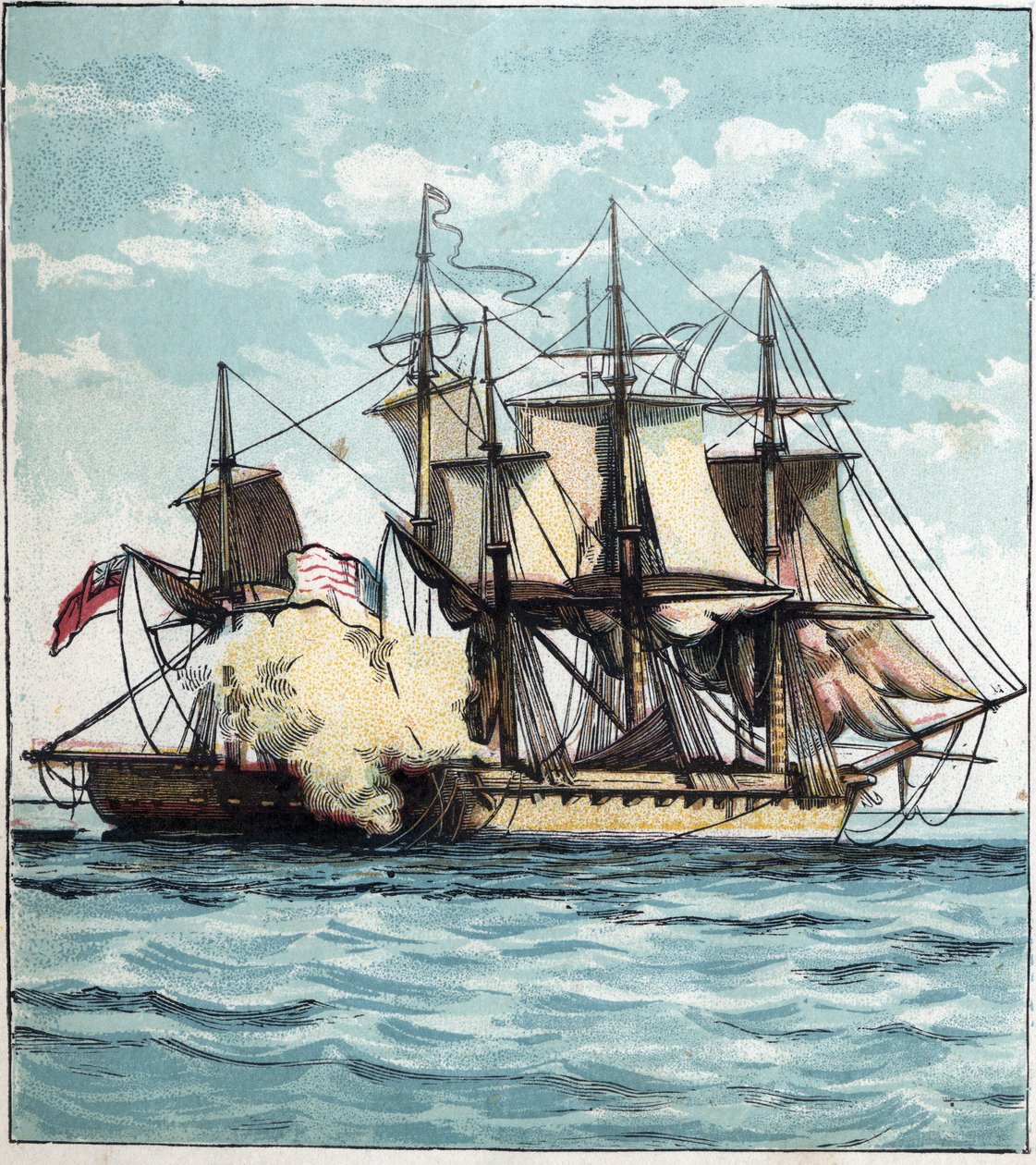Oorlog van 1812 tussen de Verenigde Staten en Groot-Brittannië: de Chesapeake-fregat tijdens de zeeslag tegen de Britse fregat 