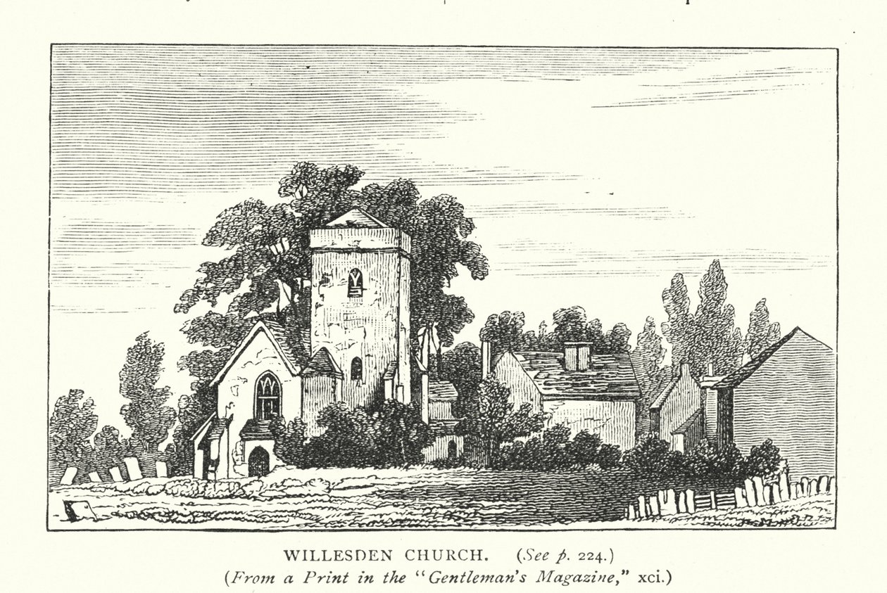 Willesden Church (gravure) door English School
