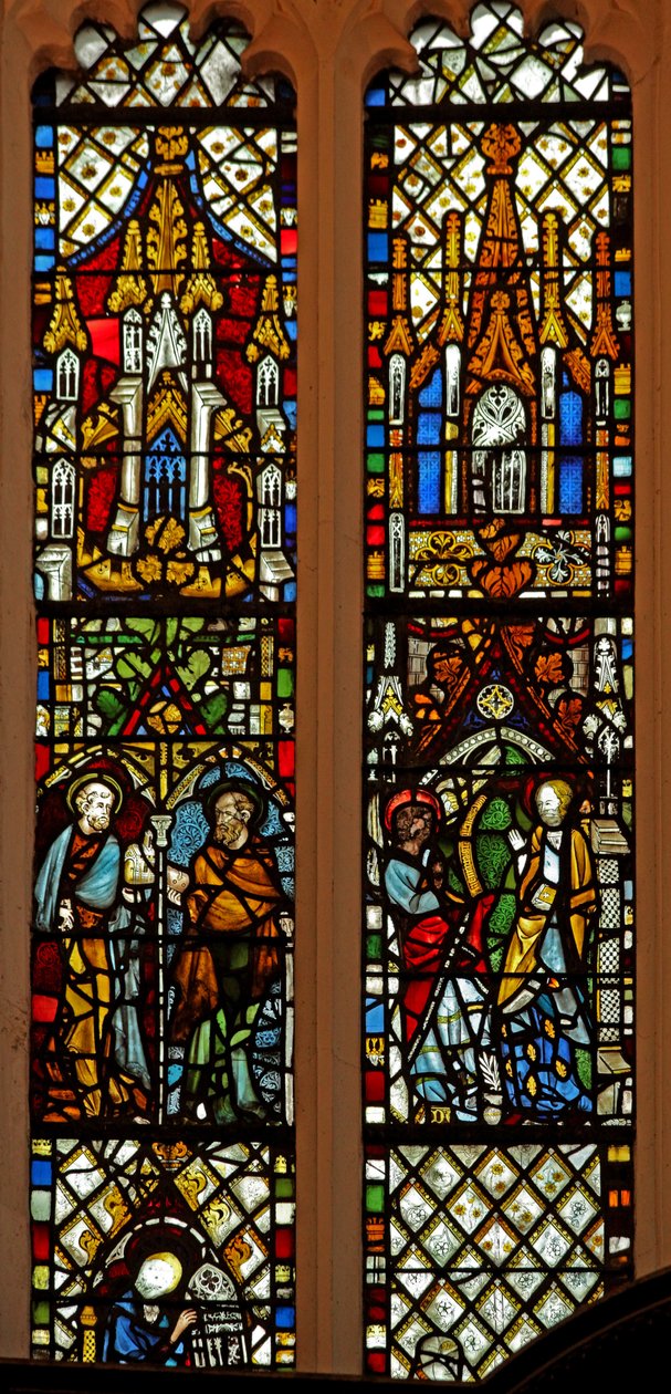 Raam met St. Petrus en St. Paulus; de Aankondiging door English School