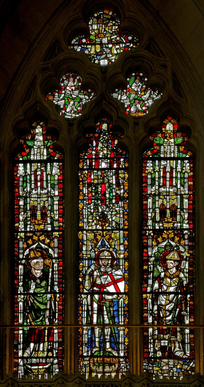 Raam N2 met St. Blasius, St. Joris en een paus (Leo?) door English School