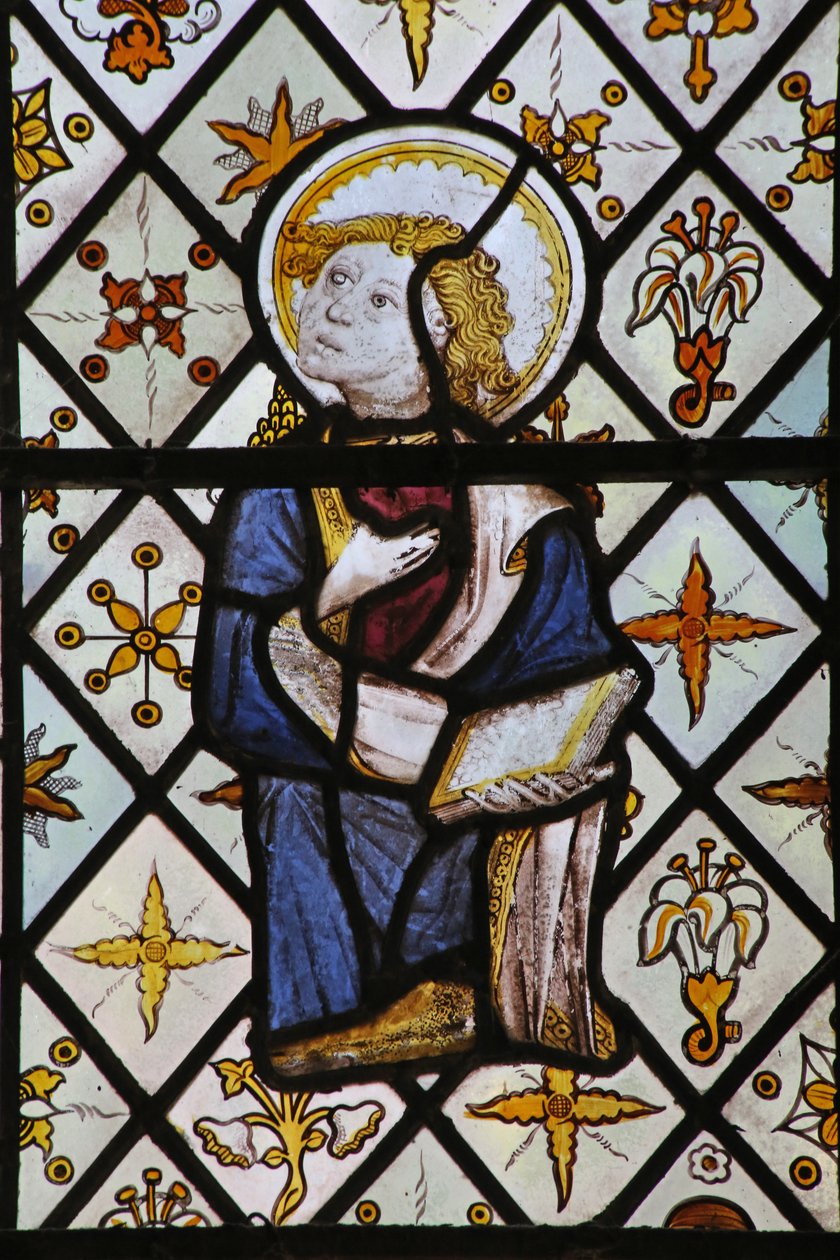 Raam St. Nectan Kapel Ew met St. Johannes uit een kruisigingsscène door English School