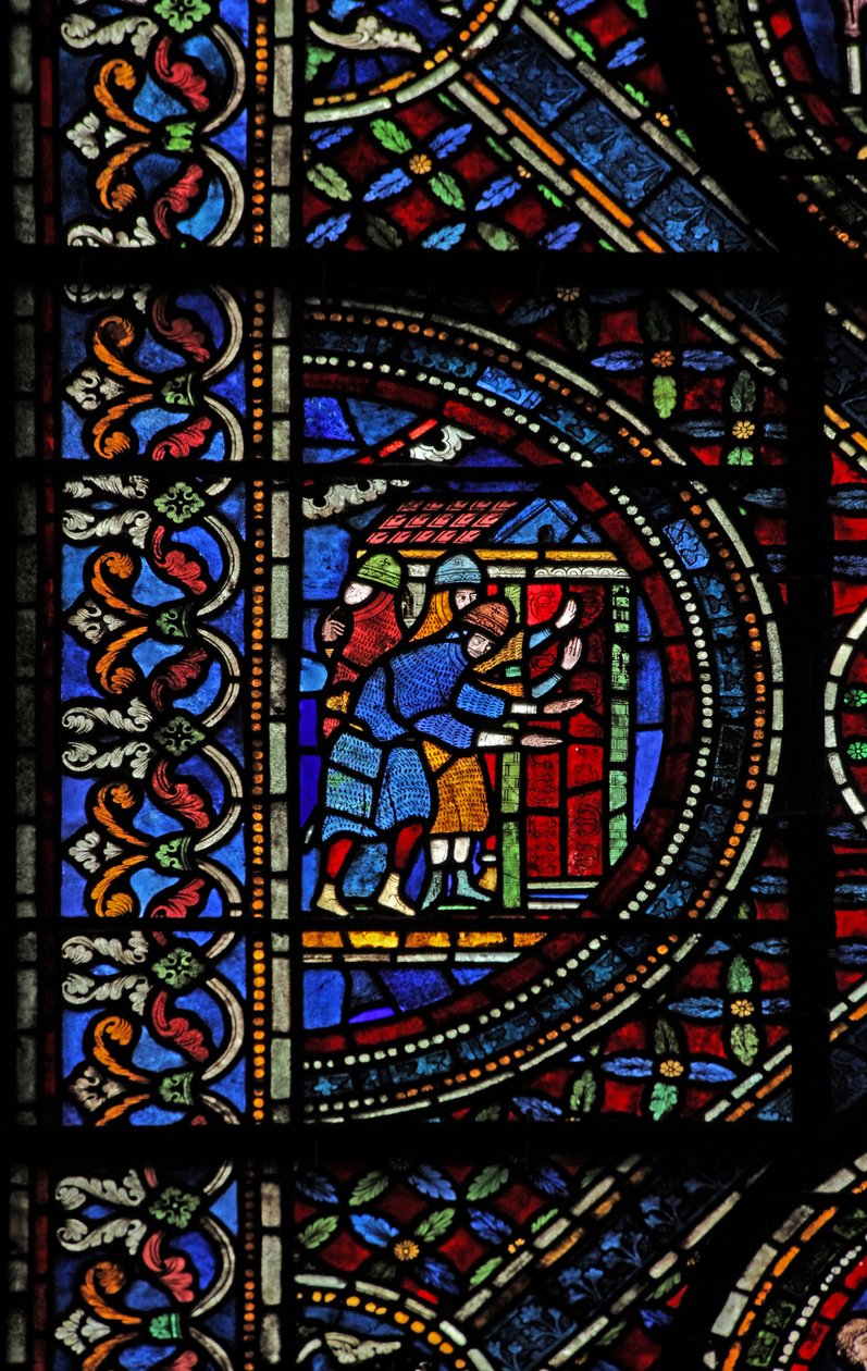 Een scène uit het leven van St. Thomas Becket: Ridders bij de deur van Canterbury door English School