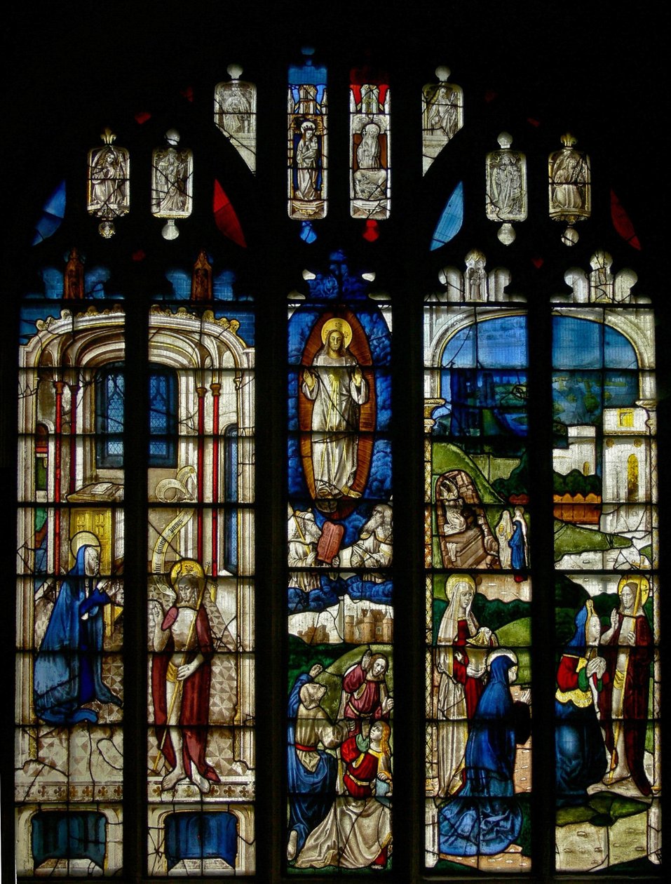 Raam s3 met de Transfiguratie en Opstandingsscènes door English School