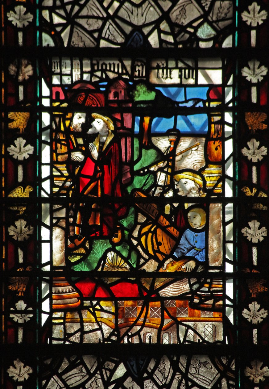 Raam w58 met een scène uit het verhaal van St. Thomas Becket - een ontschepingsscène door English School