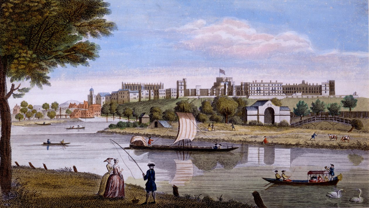 Windsor Castle vanaf de overkant van de Theems, ca. 1760s door English School