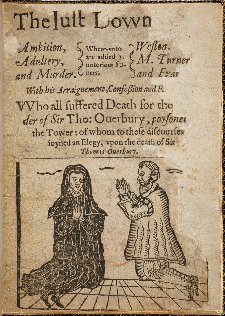 Houtsnede over de moord op Sir Thomas Overbury door English School